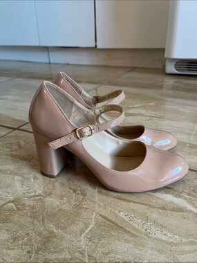 Patent Mary Jane Heels in Blush